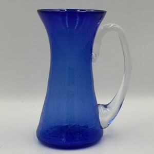 Signed R. Foster ‘94 Cobalt Crackle Tankard with Applied Clear Handle